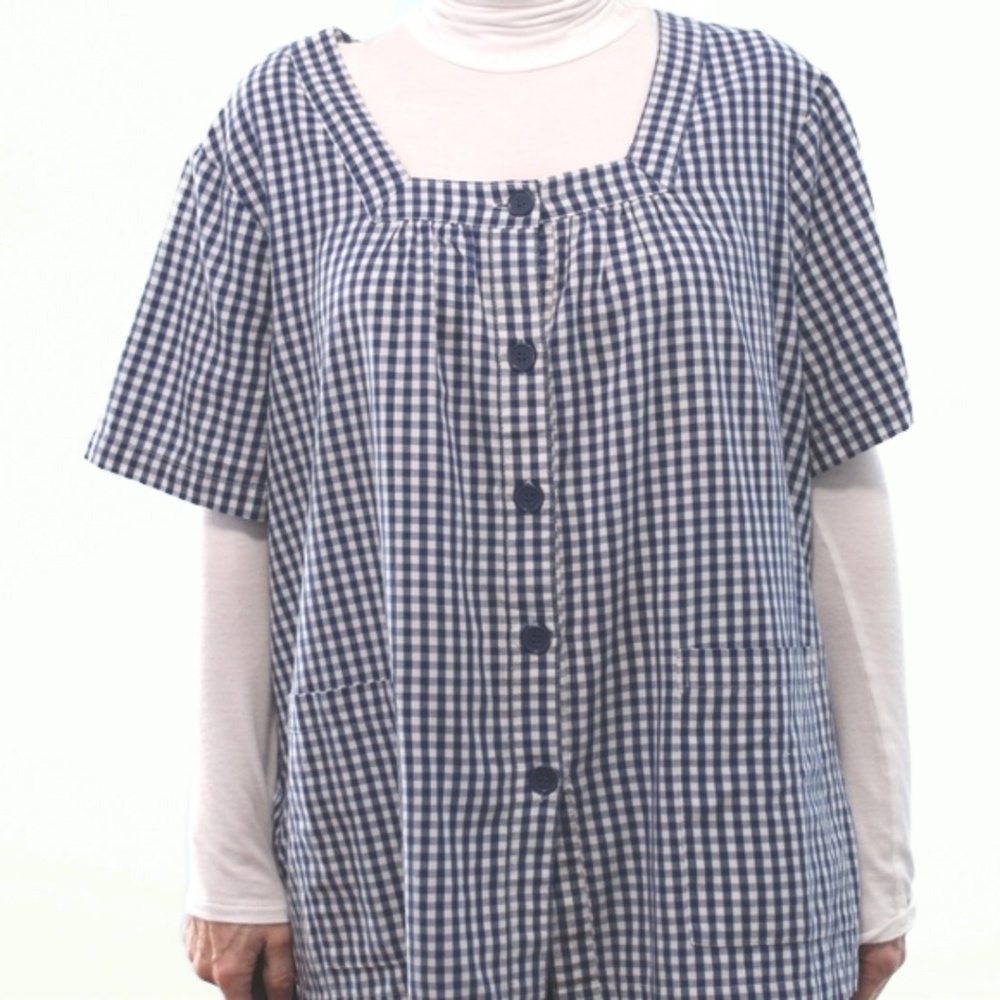 Blair Short Sleeve Smock Top Blue White Craft 2XL